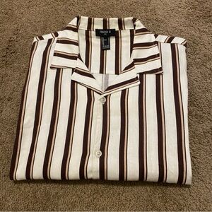 Forever 21 Men's Cream & Brown Striped Shirt 🤎